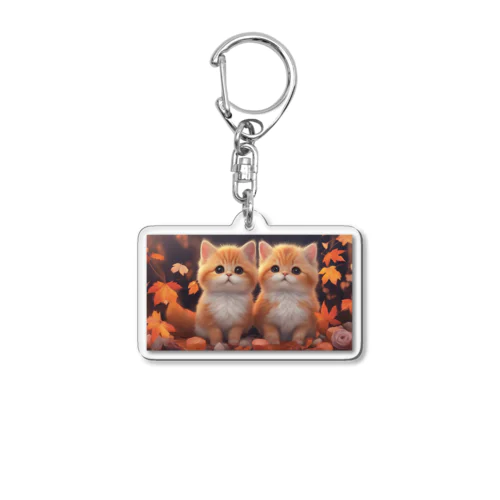 かわいい子猫と秋の風景 Acrylic Key Chain