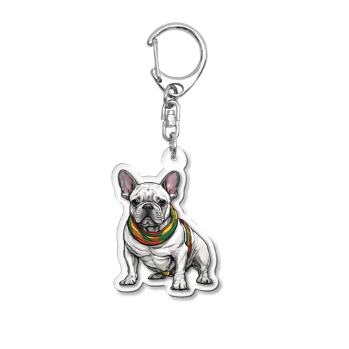 Frenchie-Rasta Dogg Acrylic Key Chain