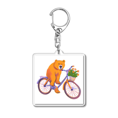 自転車に乗る変な熊 Acrylic Key Chain