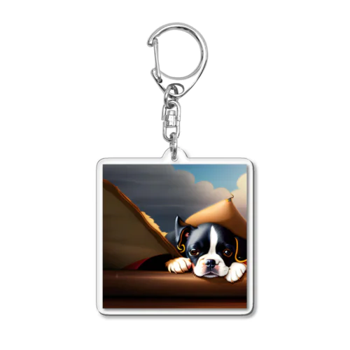 お眠りボストンテリア Acrylic Key Chain