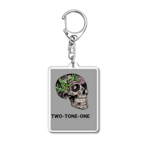 TWO-TONE-ONE ボタニカル柄ドクロ Acrylic Key Chain