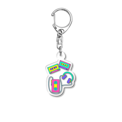 90'S LOVE -ウォークマンとカセットテープ Acrylic Key Chain