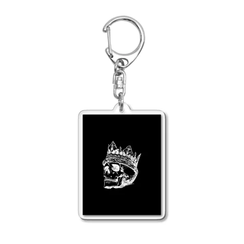 Black White Illustrated Skull King  Acrylic Key Chain