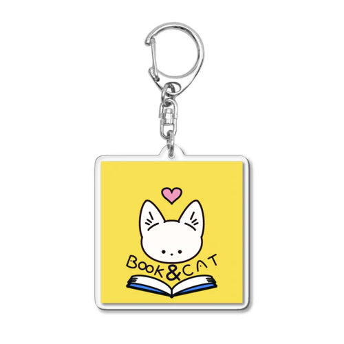 BOOK & CAT アイコンキーホルダー　きいろ Acrylic Key Chain