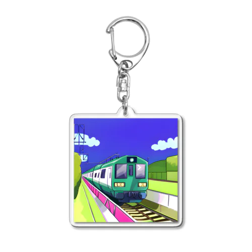 緑色の電車 Acrylic Key Chain