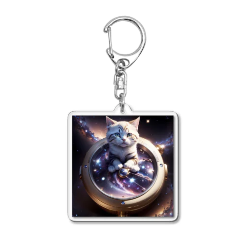 猫と宇宙の時計 Acrylic Key Chain