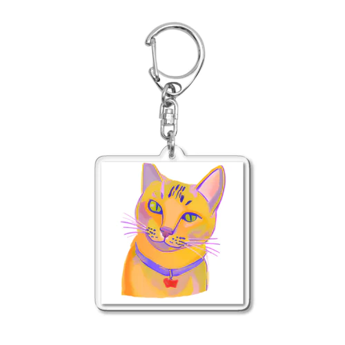鮮やかな凛々しい猫さんのイラストグッズ Acrylic Key Chain