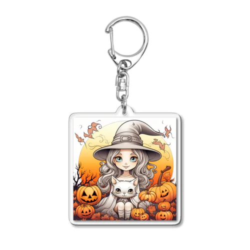 かわいい魔女と猫のグッズ Acrylic Key Chain