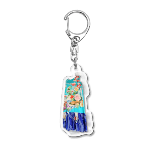 ハンドメイドリメイク着物青 Acrylic Key Chain