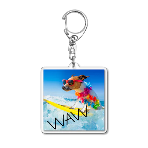 犬 サーフィンデザイン Acrylic Key Chain