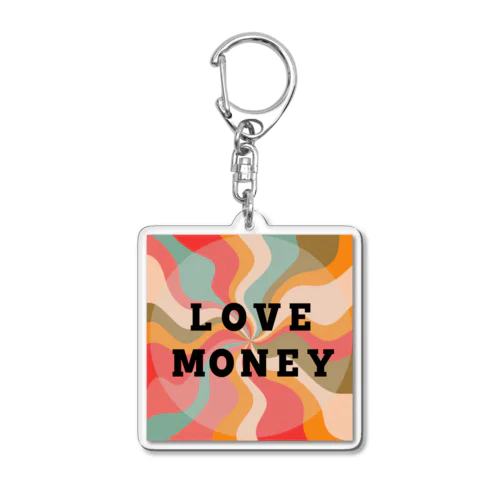 LOVE  MONEY    赤 Acrylic Key Chain