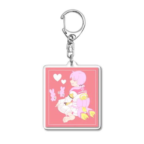 女の子と意識高い系のウサギさん Acrylic Key Chain