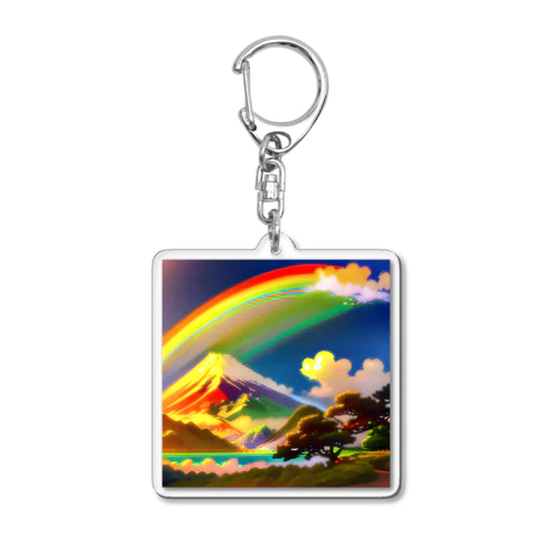 “Rainbow-colored Mount Fuji: The Gateway to a Colorful Fantasy” アクリルキーホルダー