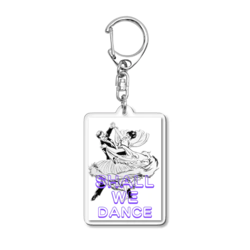 Shal We Dance（ブルー、白抜き） Acrylic Key Chain