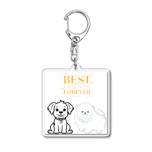 2匹の仲良い犬 Acrylic Key Chain