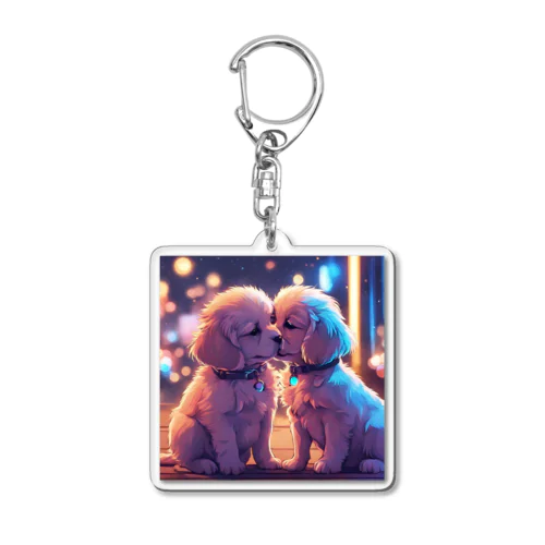 キュートな子犬同士のキス Acrylic Key Chain