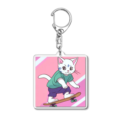 スケボー猫ちゃん2 Acrylic Key Chain