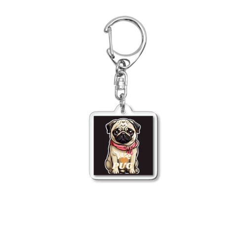 We♥PUG　ブラック（パグ大好き！） Acrylic Key Chain