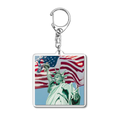 自由の女神とアメリカ国旗 Acrylic Key Chain