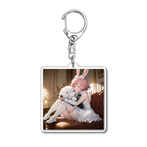 うさぎと犬のハグ Acrylic Key Chain