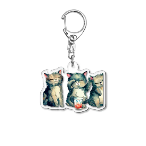 ベリー酎ハイと猫 Acrylic Key Chain