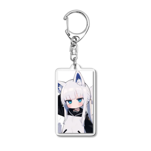 白髪美少女キツネちゃん Acrylic Key Chain