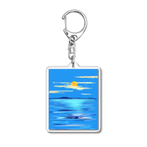 Moon night ocean Acrylic Key Chain