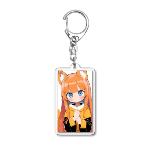 キュートなオレンジ髪のキツネの女子 Acrylic Key Chain