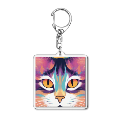 アートな猫 Acrylic Key Chain