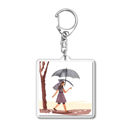 雨降り散歩 イラスト Acrylic Key Chain