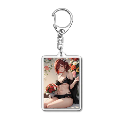 赤髪ランジェリーの花束イラスト Acrylic Key Chain