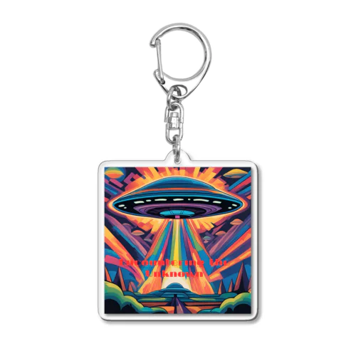 サイケデリック　UFO Encountering the Unknown Acrylic Key Chain