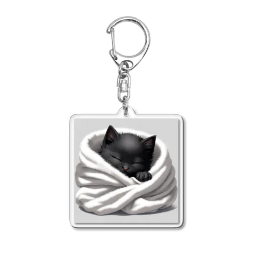 黒猫巻き巻き Acrylic Key Chain