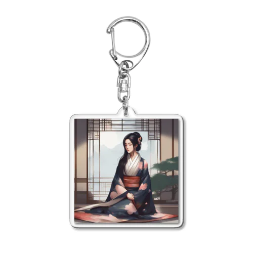 浴衣を着た黑髪ロングヘアの綺麗な女性③ Acrylic Key Chain