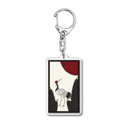 Hanafuda January Design "Pine and Crane" Acrylic Key Chain