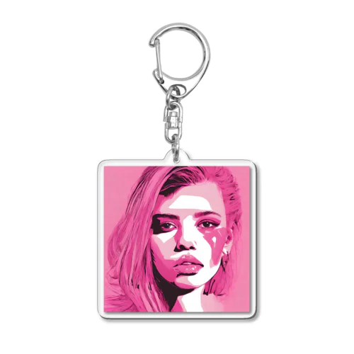 pink girl Acrylic Key Chain