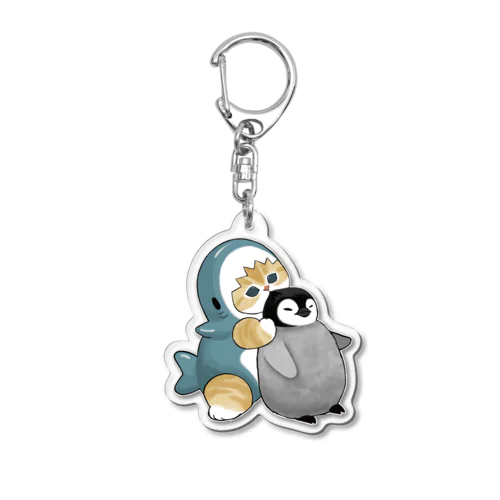 サメにゃんペンギン吸い Acrylic Key Chain