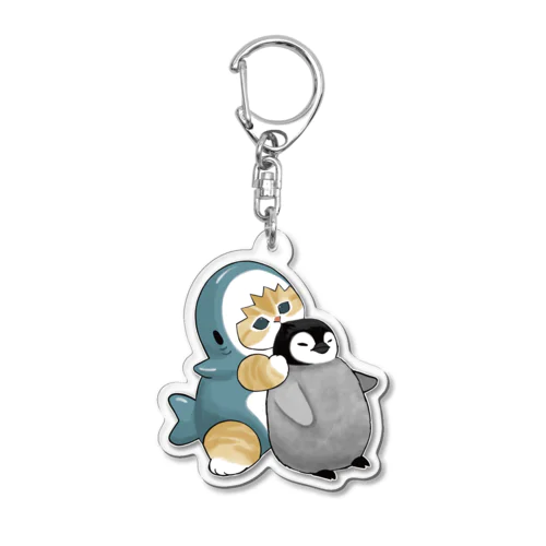 サメにゃんペンギン吸い Acrylic Key Chain