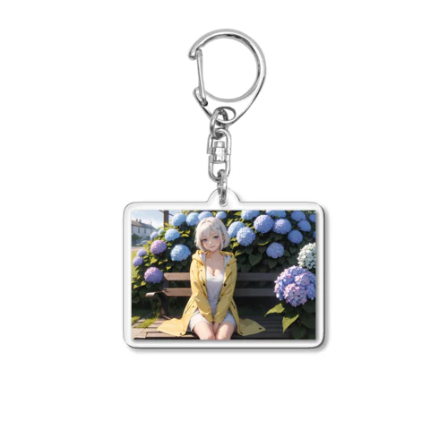 アジサイと少女 Acrylic Key Chain