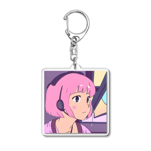 ピンク髪の少女 Acrylic Key Chain