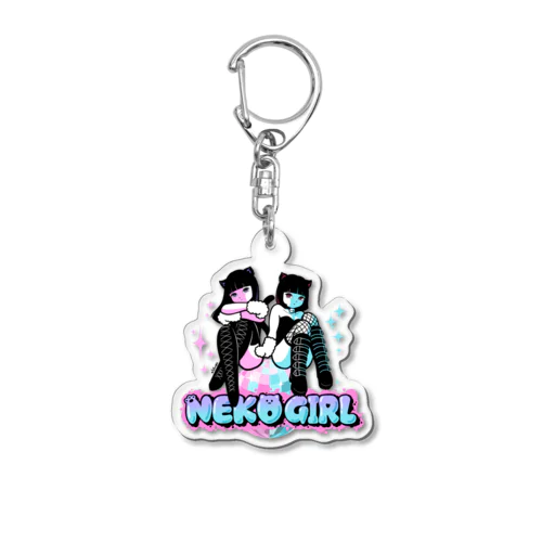 ネコガール・ミラーボール Acrylic Key Chain