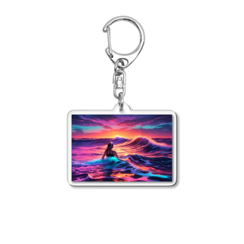 夕波と女性 Acrylic Key Chain