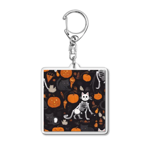 【ハロウィン】スケルトンキャット Acrylic Key Chain