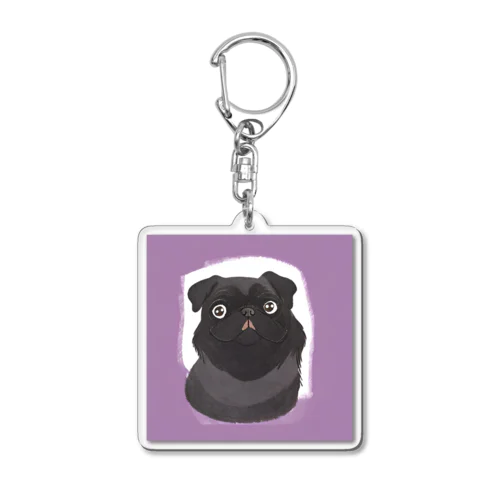 黒パグのイラストグッズ Acrylic Key Chain