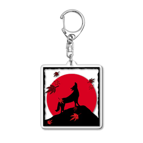 紅葉散る赤き月夜2 Acrylic Key Chain