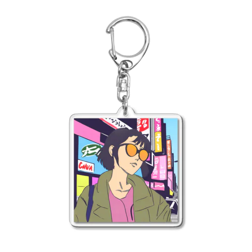 sunglass girl 街編 Acrylic Key Chain