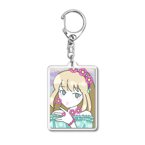 ガール（お気に入りのお花のアクセサリー） Acrylic Key Chain