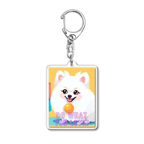 清楚系白ポメ　ポメ子 Acrylic Key Chain