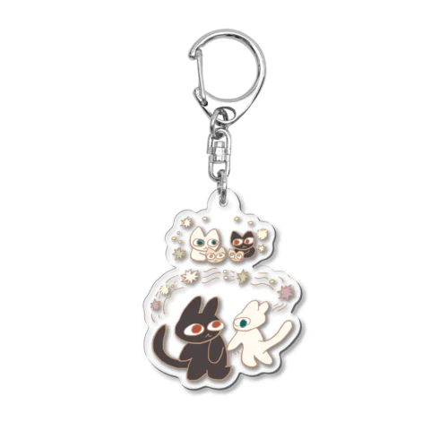 猫と諺・袖振り合うも他生の縁 Acrylic Key Chain