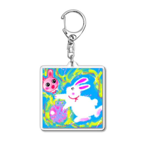 風船ふわり  お話の世界  【虹色空うさぎ】 Acrylic Key Chain